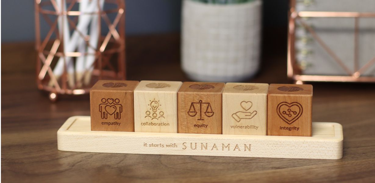 Wooden Desktop Block and Tray Set Made In The USA by Smiling Tree Gifts