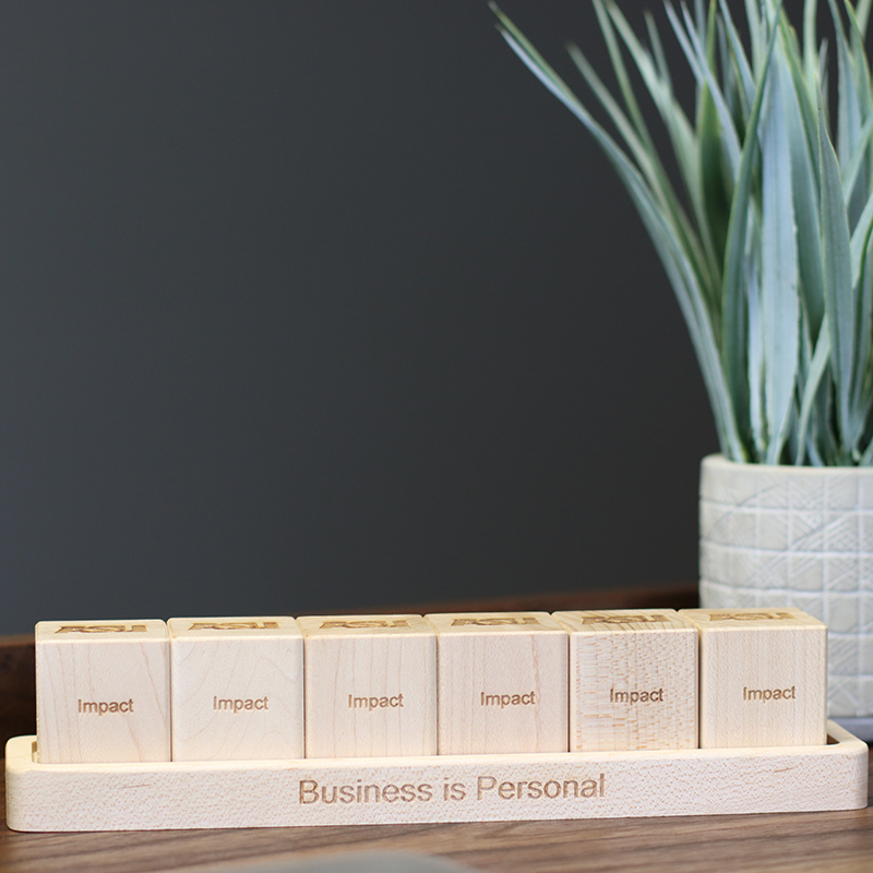 maple core value blocks on large tray sustainable corporate gifts