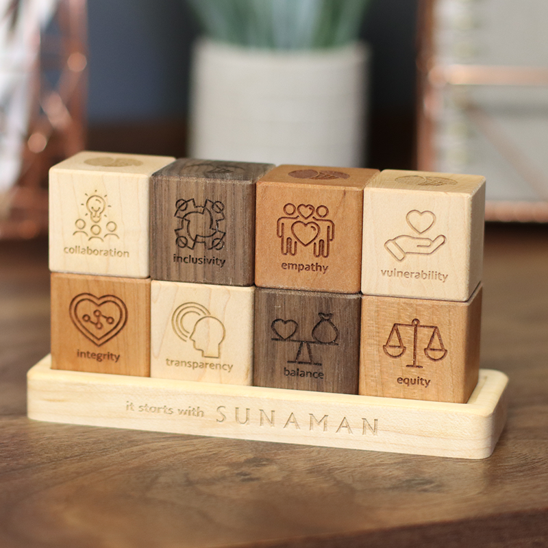 8 tri-color Core Value blocks on small tray