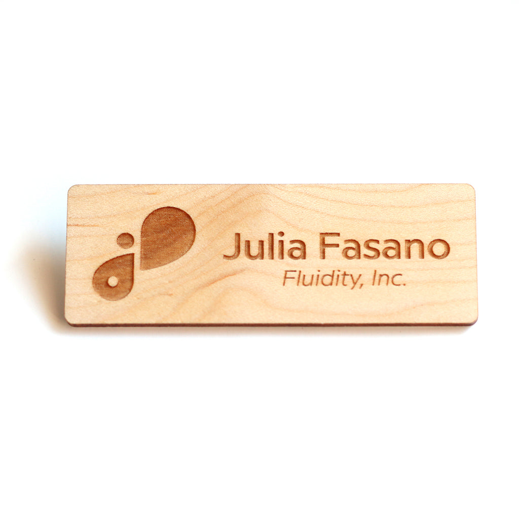wood name tags magnetic emploee badges