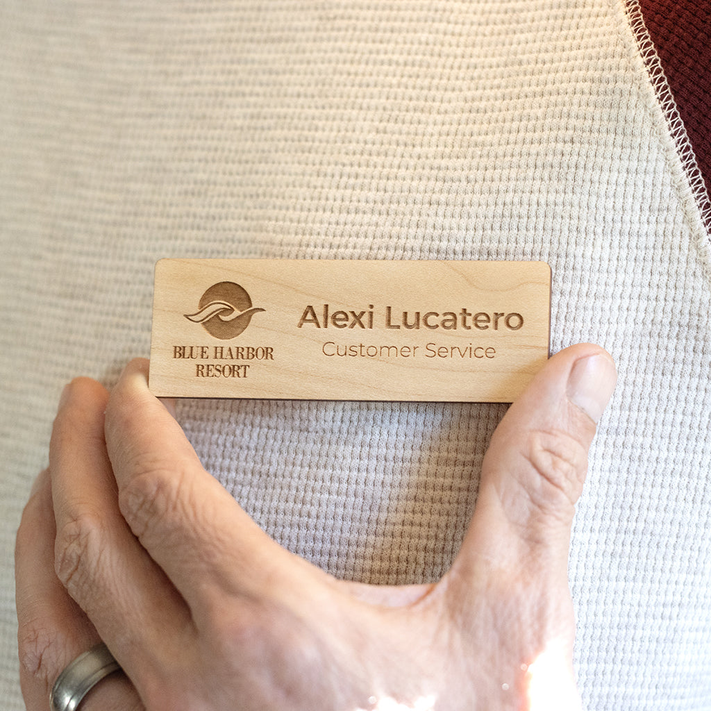 wooden name tags custom magnetic name tags employee badge