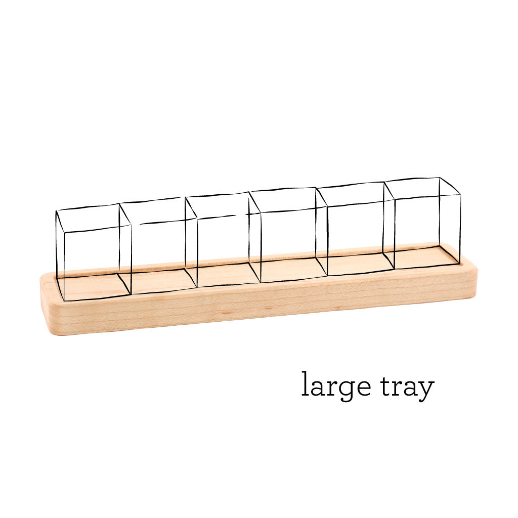 Large Tray Holds Six Custom Engraved Wooden Blocks For Desk Display