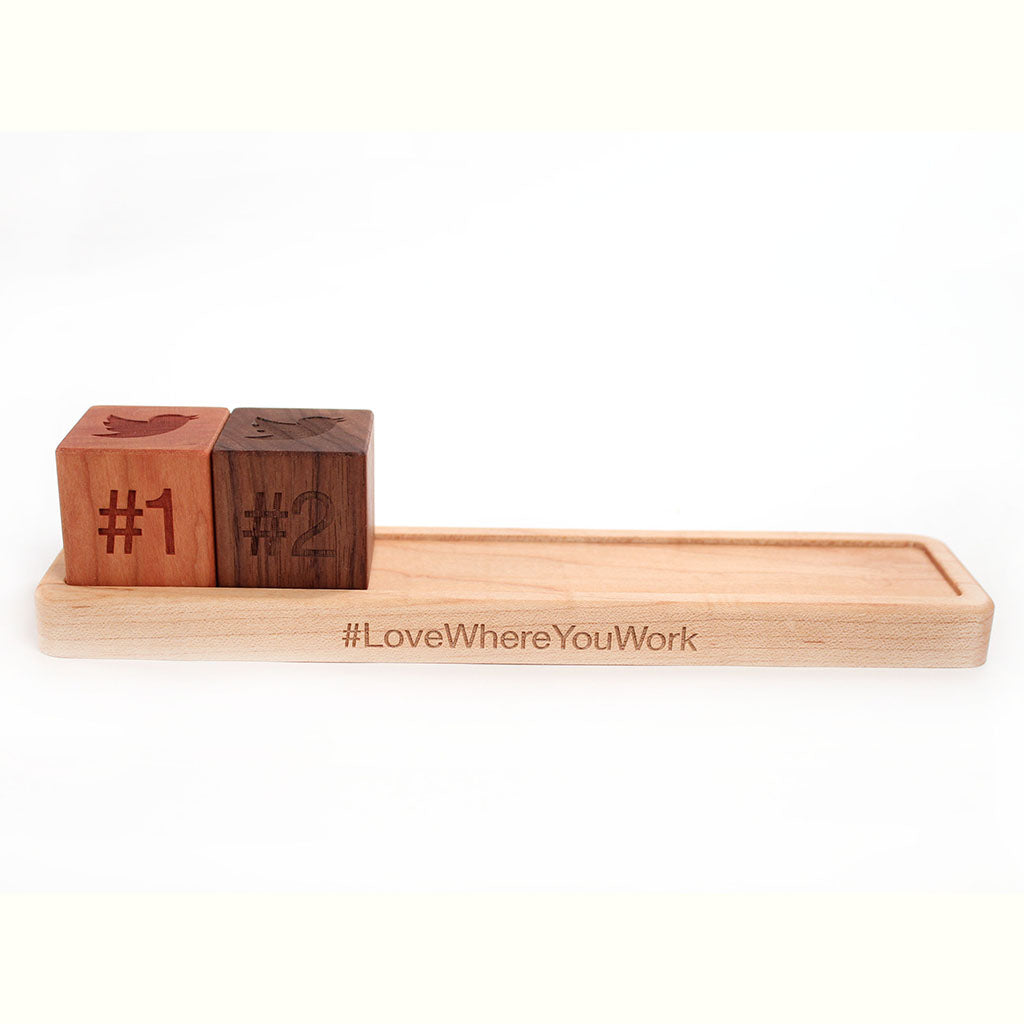 Anniversary Desktop Wood Blocks with Tray employee recognition gifts