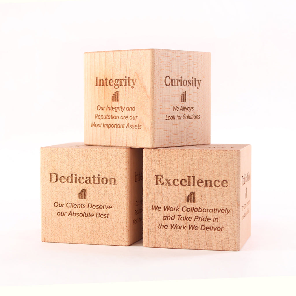 Core Values Statement Display Block gifts for board members sustainable corporate gifts