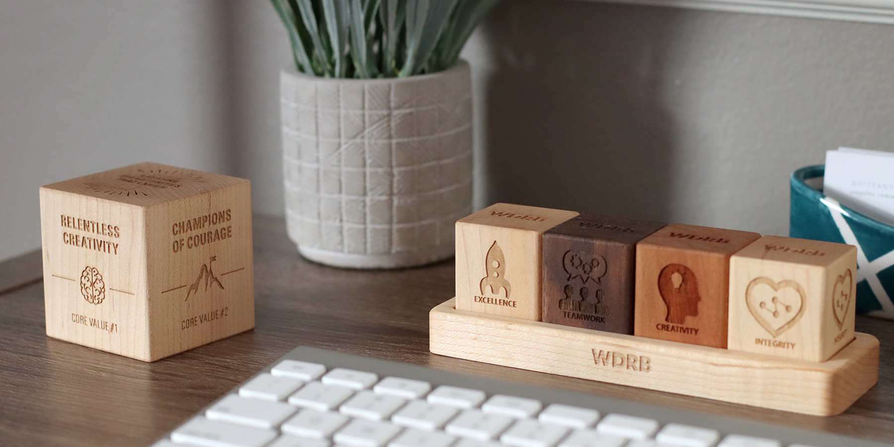 Core Values Gifts Statement Block and Desktop Blocks with Small Tray sustainable corporate gift Smiling Tree Gifts