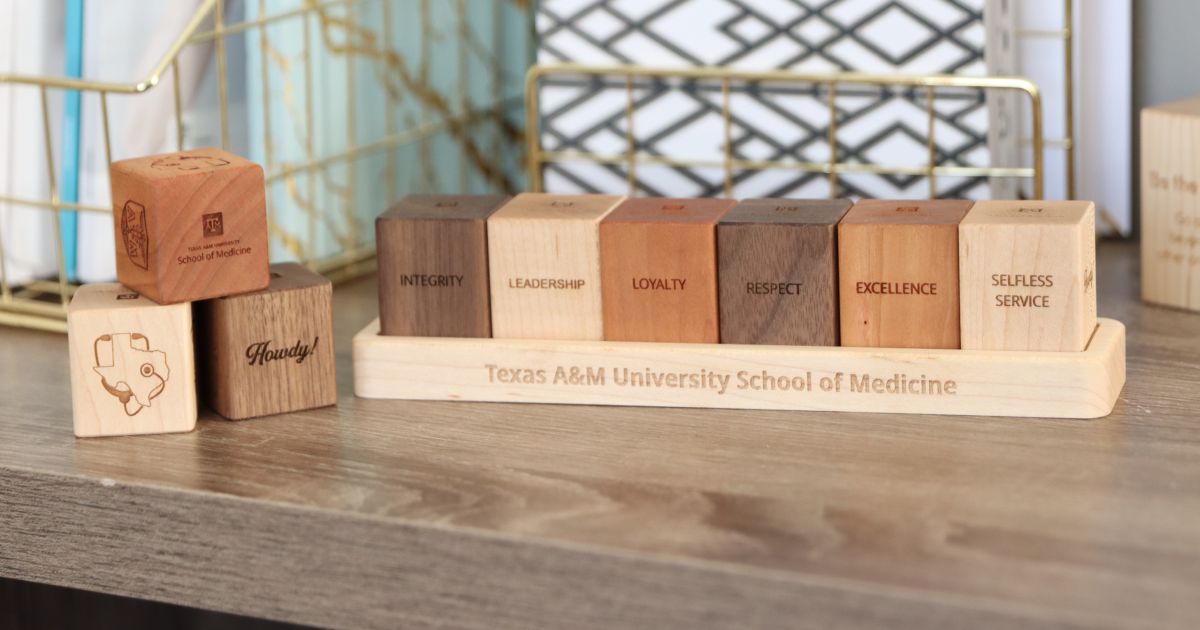 Honor your team’s values with a custom core values desktop block set.