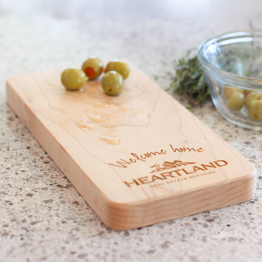 custom engraved small wooden cutting board made in USA Smiling Tree Toys