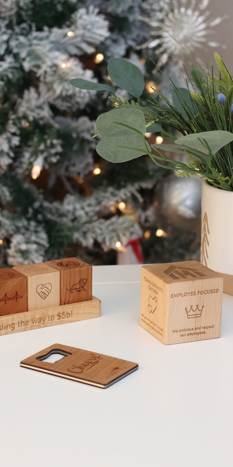 Core Values Display Wooden Blocks with Tray Desktop Gift Set USA Made -  Smiling Tree Gifts