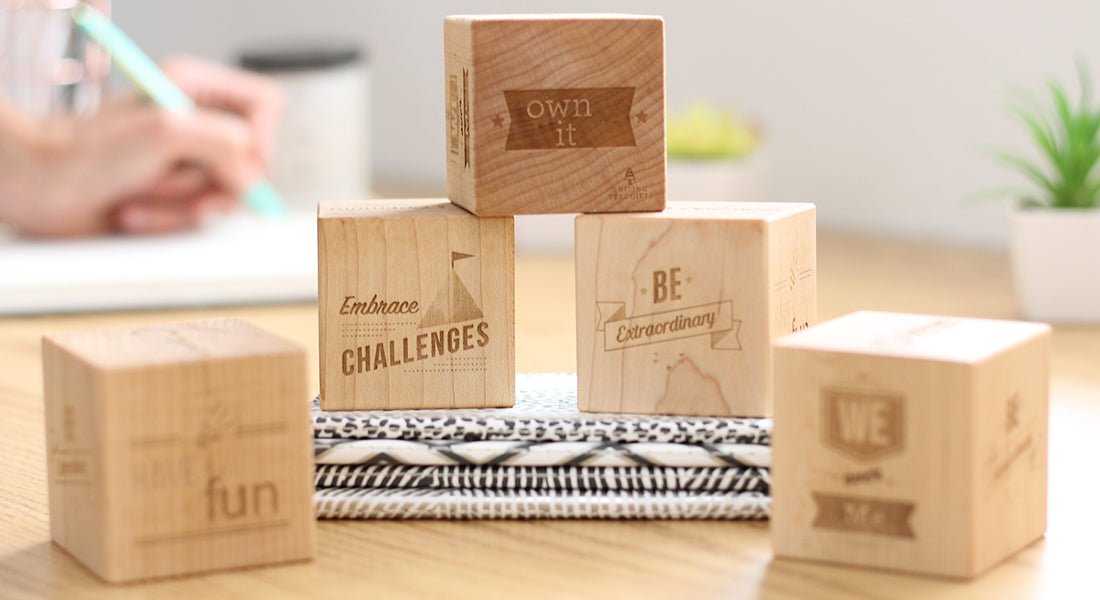 wooden core values block for motivational gift for employees