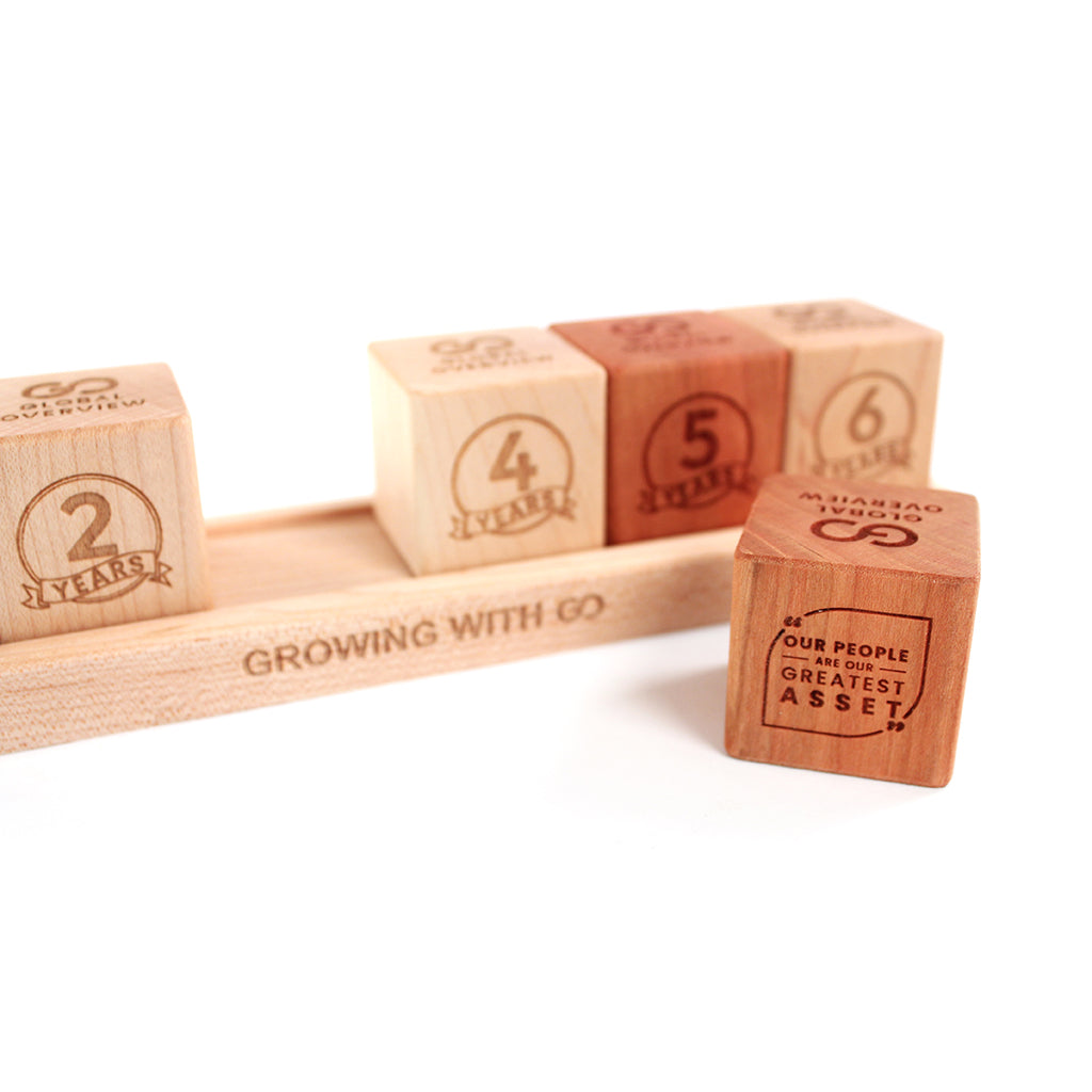 Anniversary Desktop Wood Blocks with Tray gifts for employee anniversary