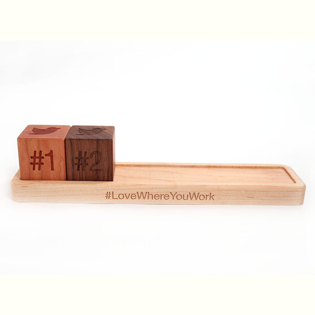 Anniversary Desktop Wood Blocks with Tray employee recognition gifts