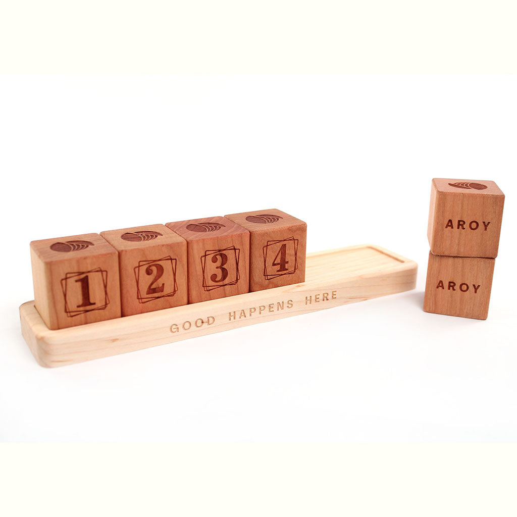 branded corporate gifts Anniversary Desktop Wood Blocks with Tray