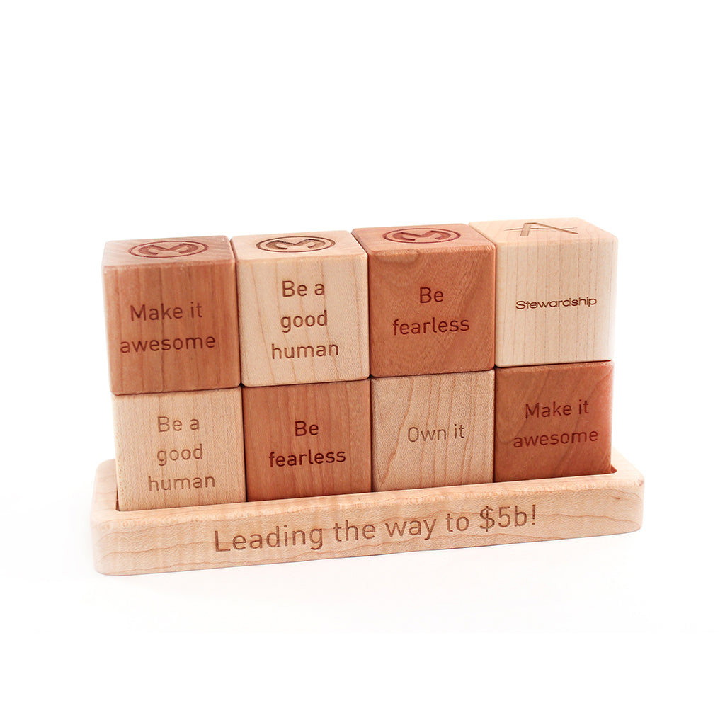 Core Values Desktop Blocks with Tray Display employee gift ideas