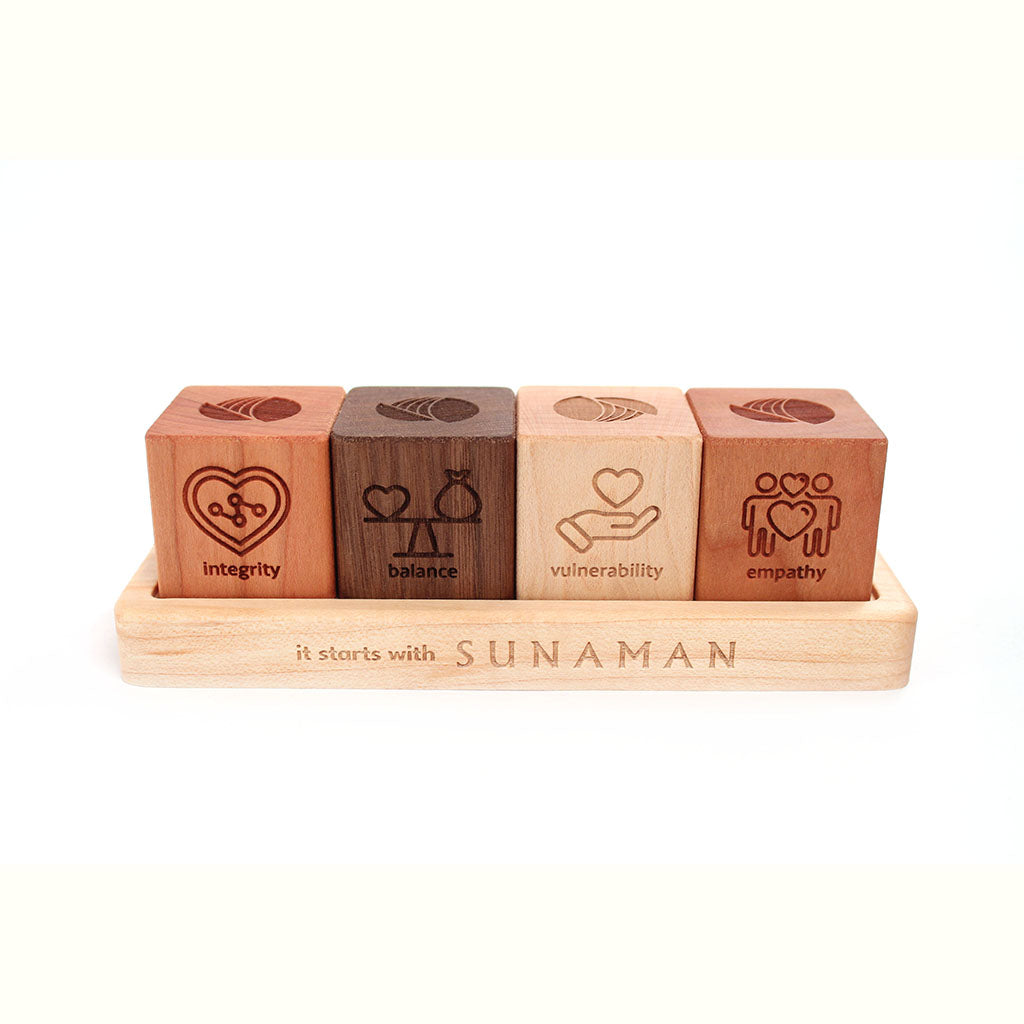 Core Values Desktop Blocks with Tray Display new employee welcome gifts
