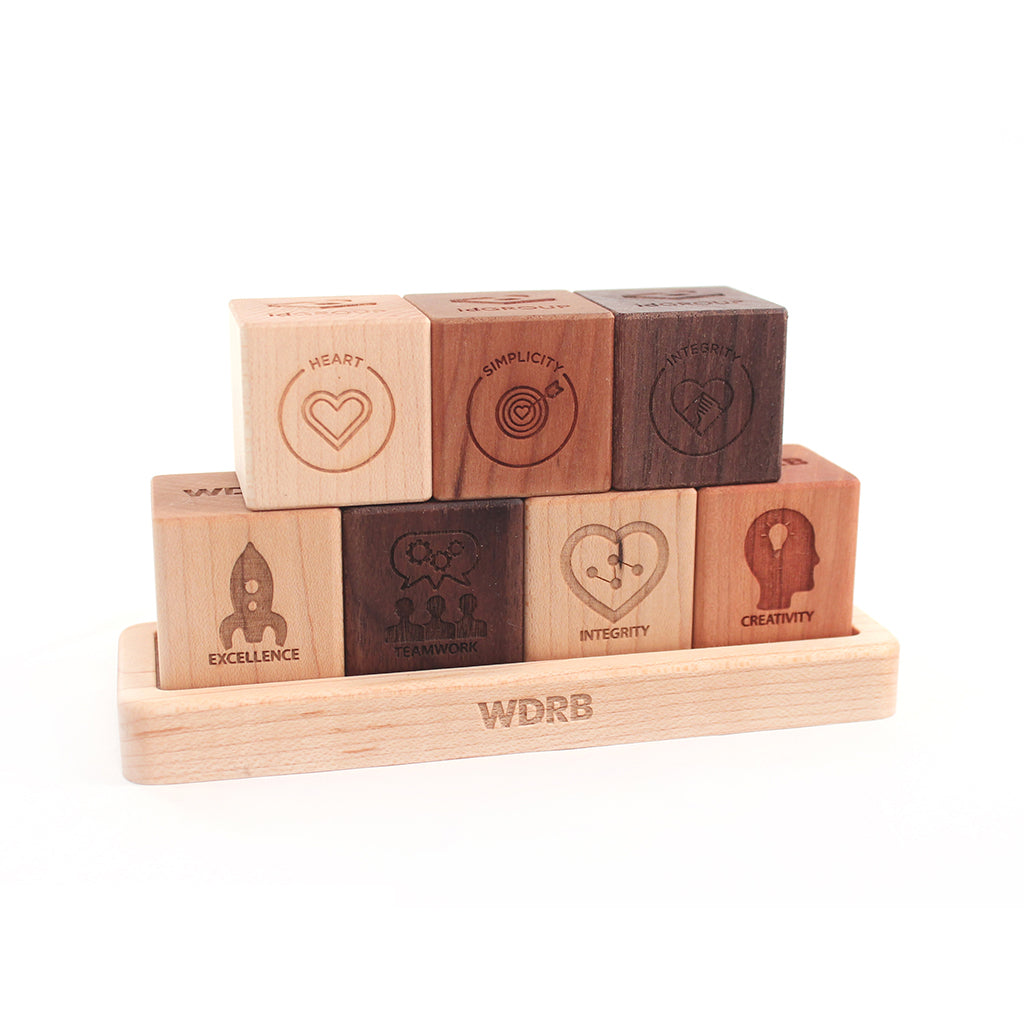 Core Values Desktop Blocks with Tray Display employee gift ideas