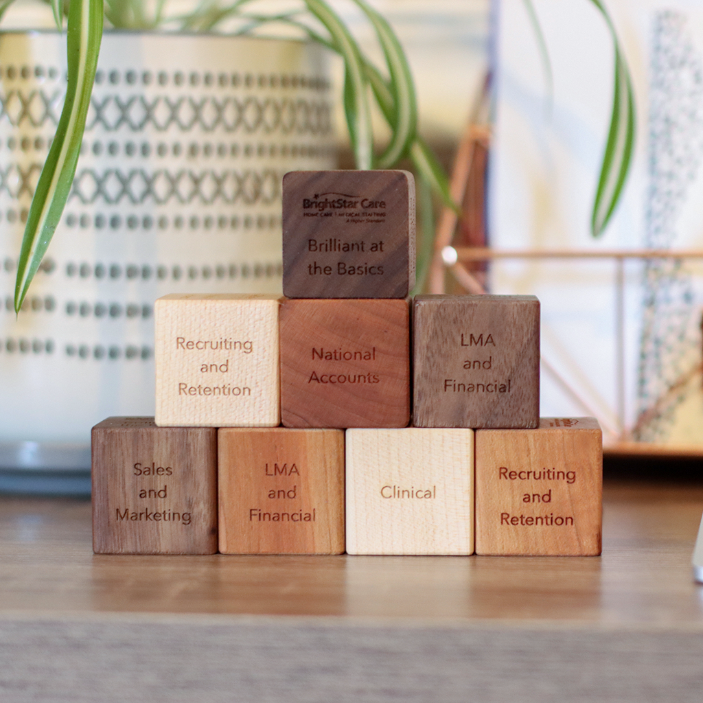 personalized wooden name blocks - all natural and handmade in the USA -  Smiling Tree