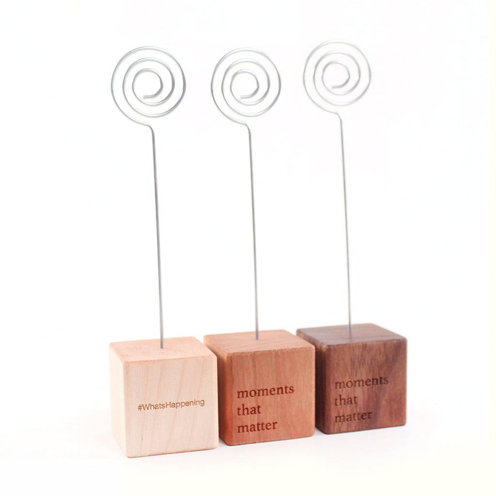 wooden photo holder block sustainable corporate gifts