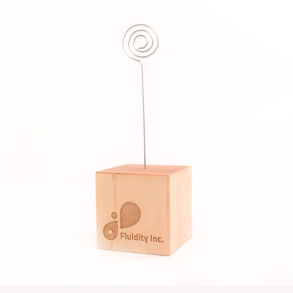 wooden photo holder block engraved logo premium corporate gifts