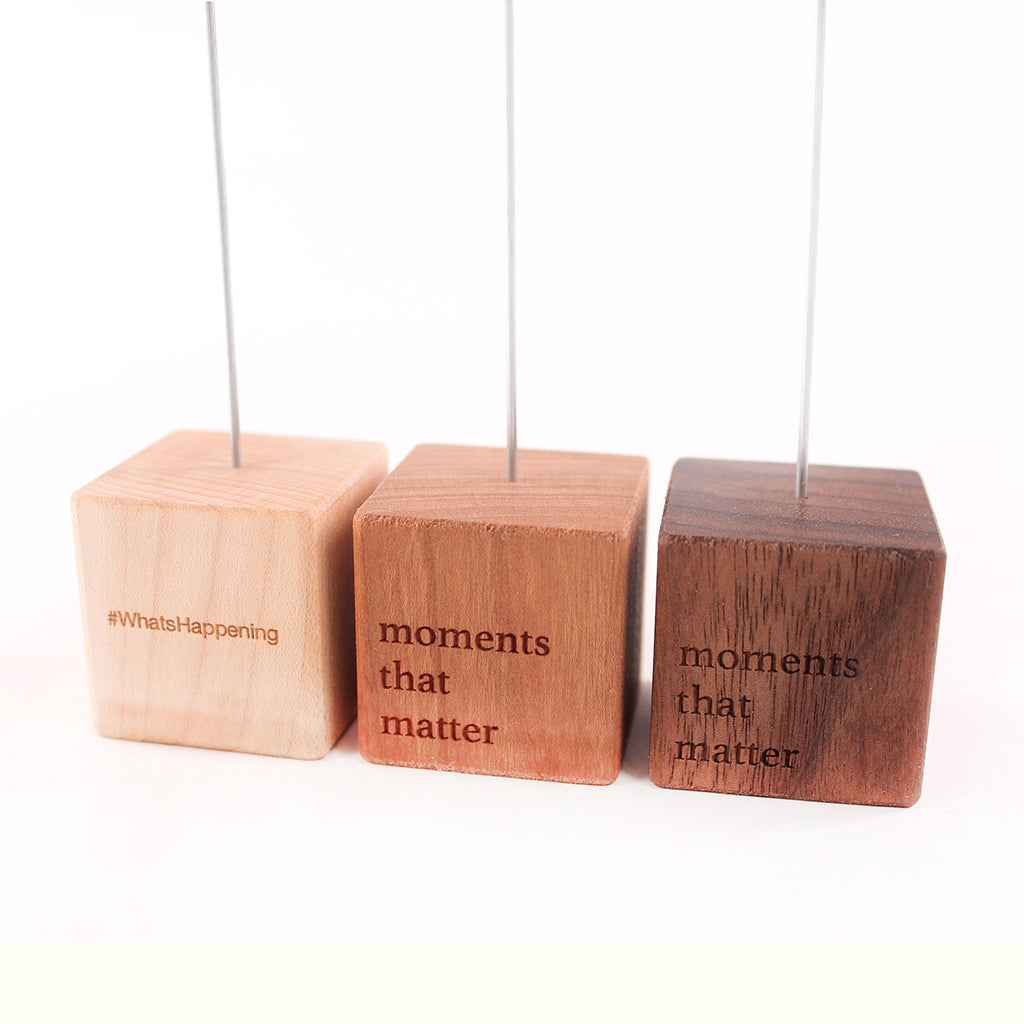wooden photo holder block engraved corporate event gifts